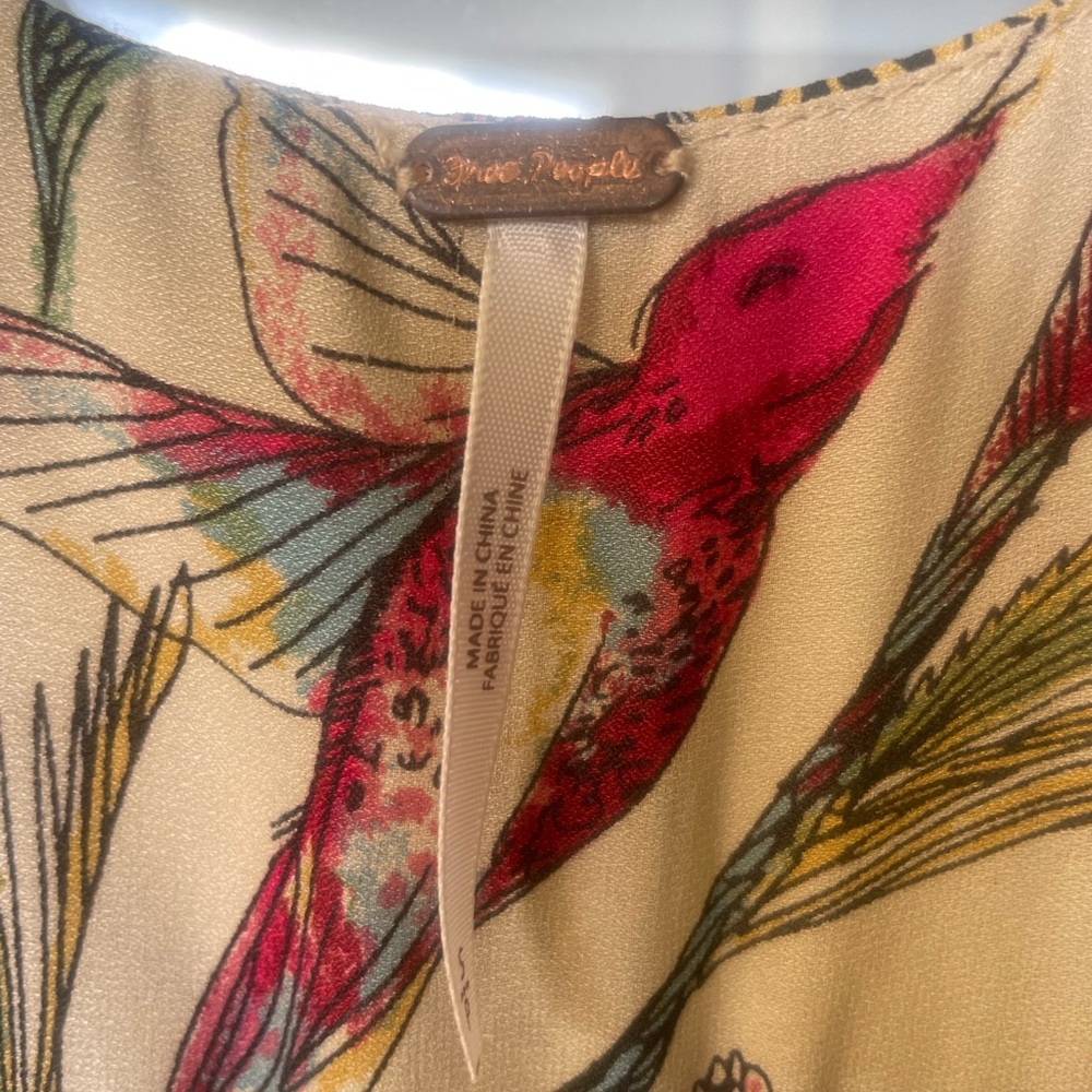 Free People Tunic with Pink and Green Hummingbird Print - Picture 6 of 7